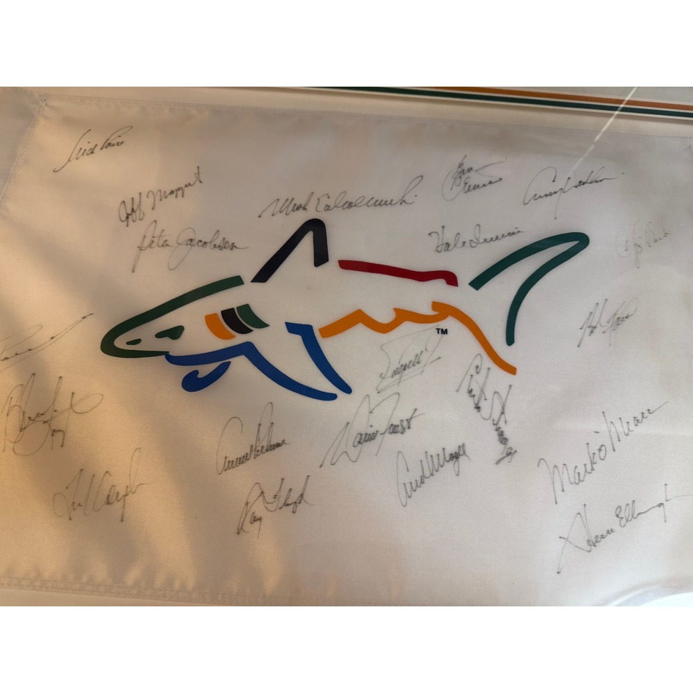 "Greg‎ Norman" Logo Flag w/ Signatures Framed
